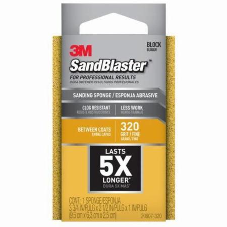 3M 3-3/4" x 2-5/8" x 1" SandBlaster Sanding Sponge, 320-Grit 20907-320